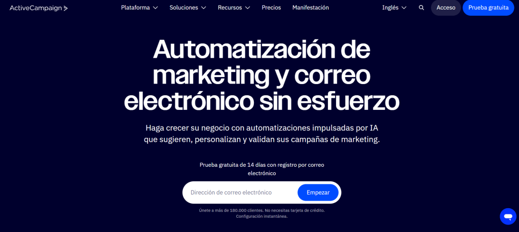 Home de ActiveCampaign